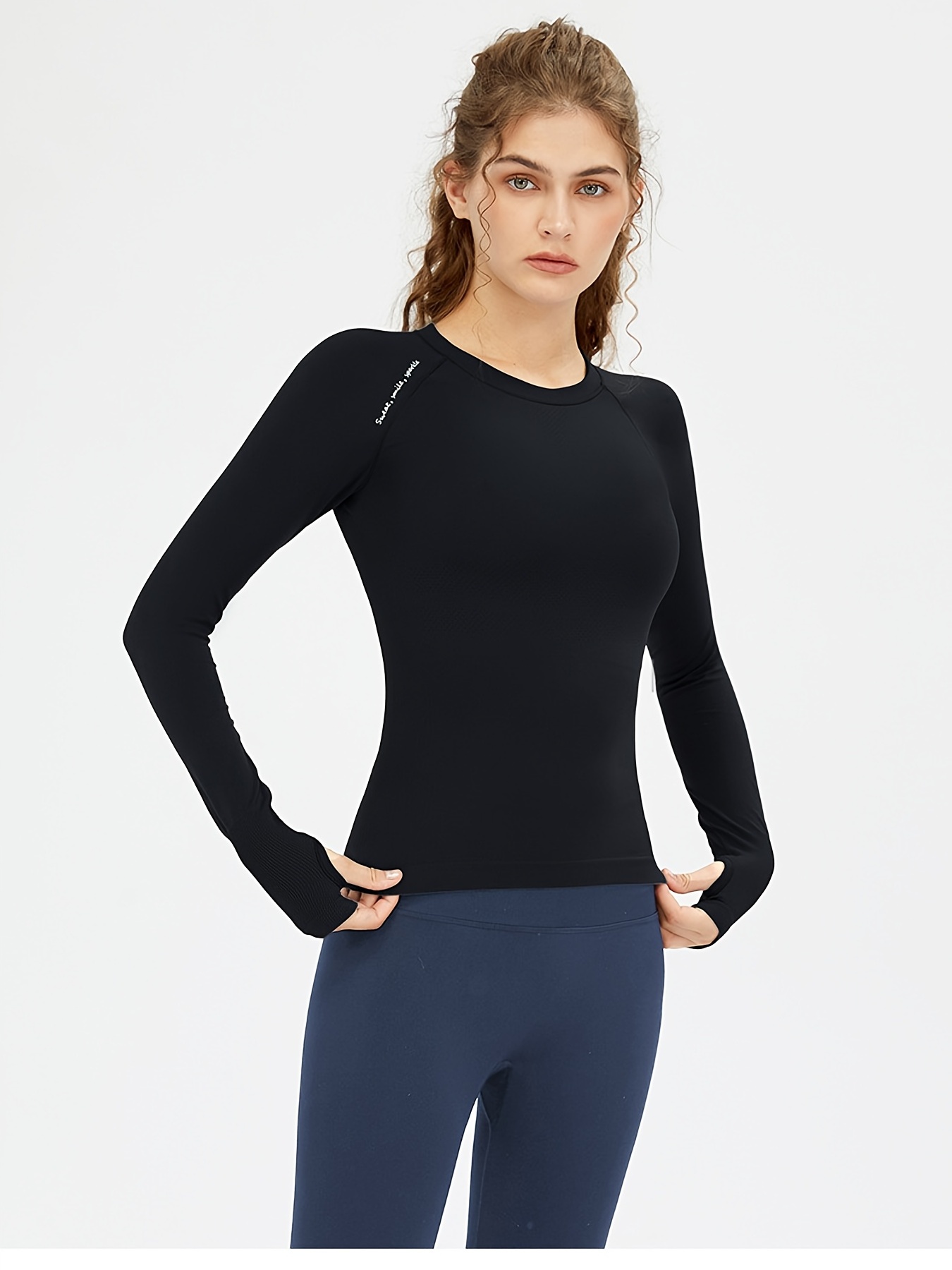 Sports tops for women with chest pads quick-drying fitness wear Slim tight  long-sleeved,Sports Wear & Yoga Wear