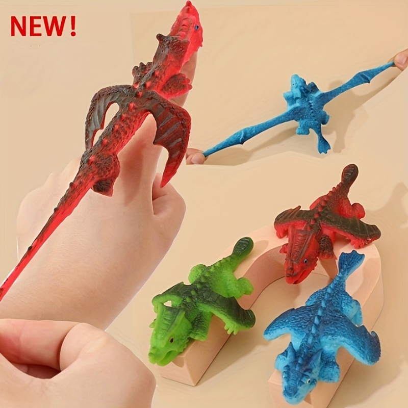 5PCS TPR Catapult Toys Slingshot Flying Simulation Dinosaur Shape Exquisite  Toys Mini Animal Toy Random Color 