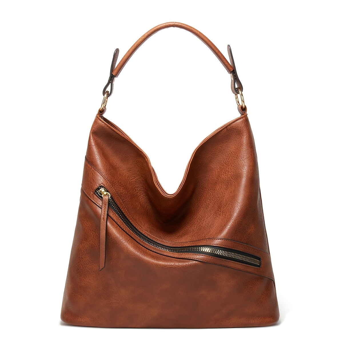 Elegant Zipper Tote Bag, Women's Trendy Double Handle Purse, Casual Large  Shoulder Bag - Temu Belgium