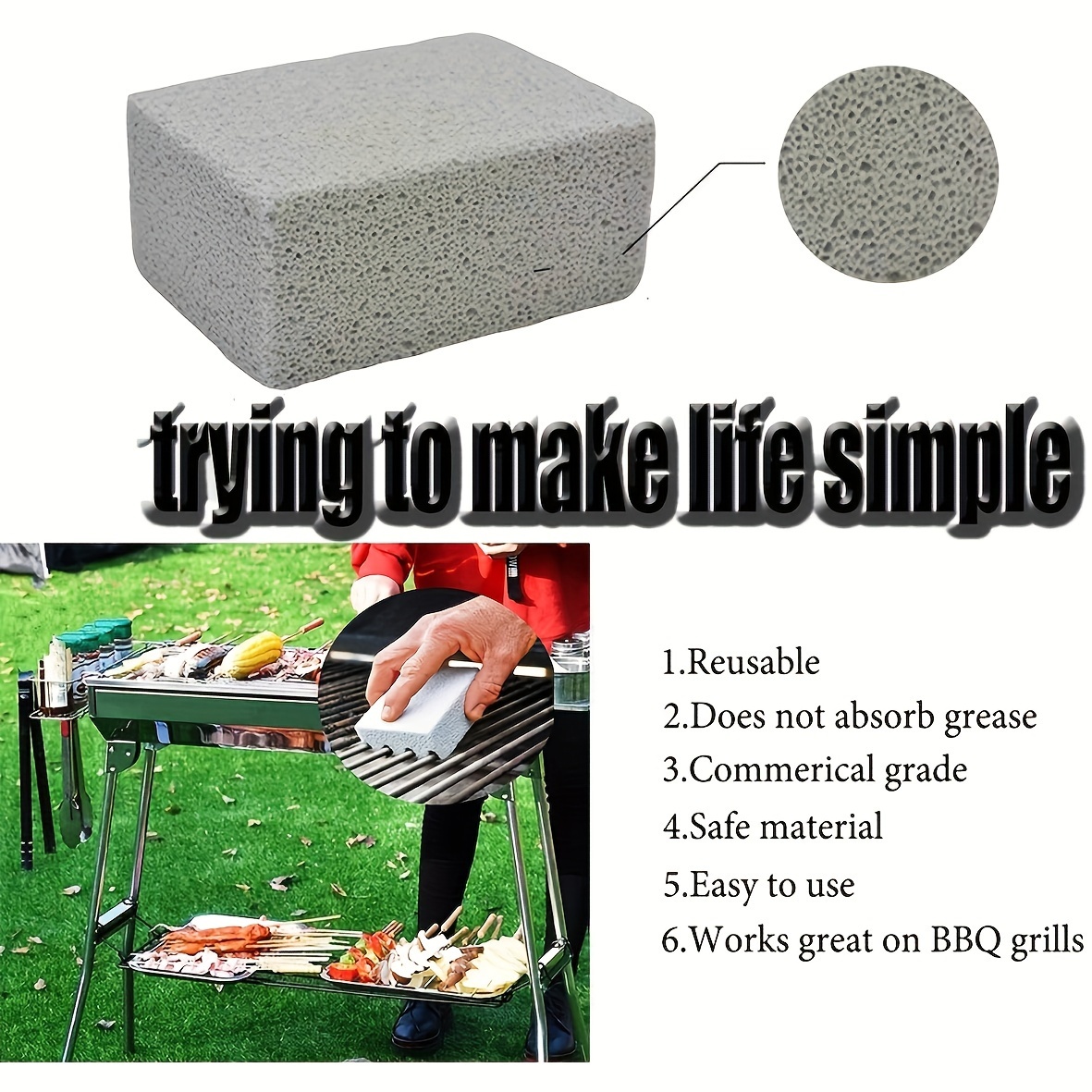 Better Grillin Scrubbin Stone Grill Cleaner-Scouring Brick/Barbecue Grill  Brush/Barbecue Cleaner for BBQ, Griddle, Racks