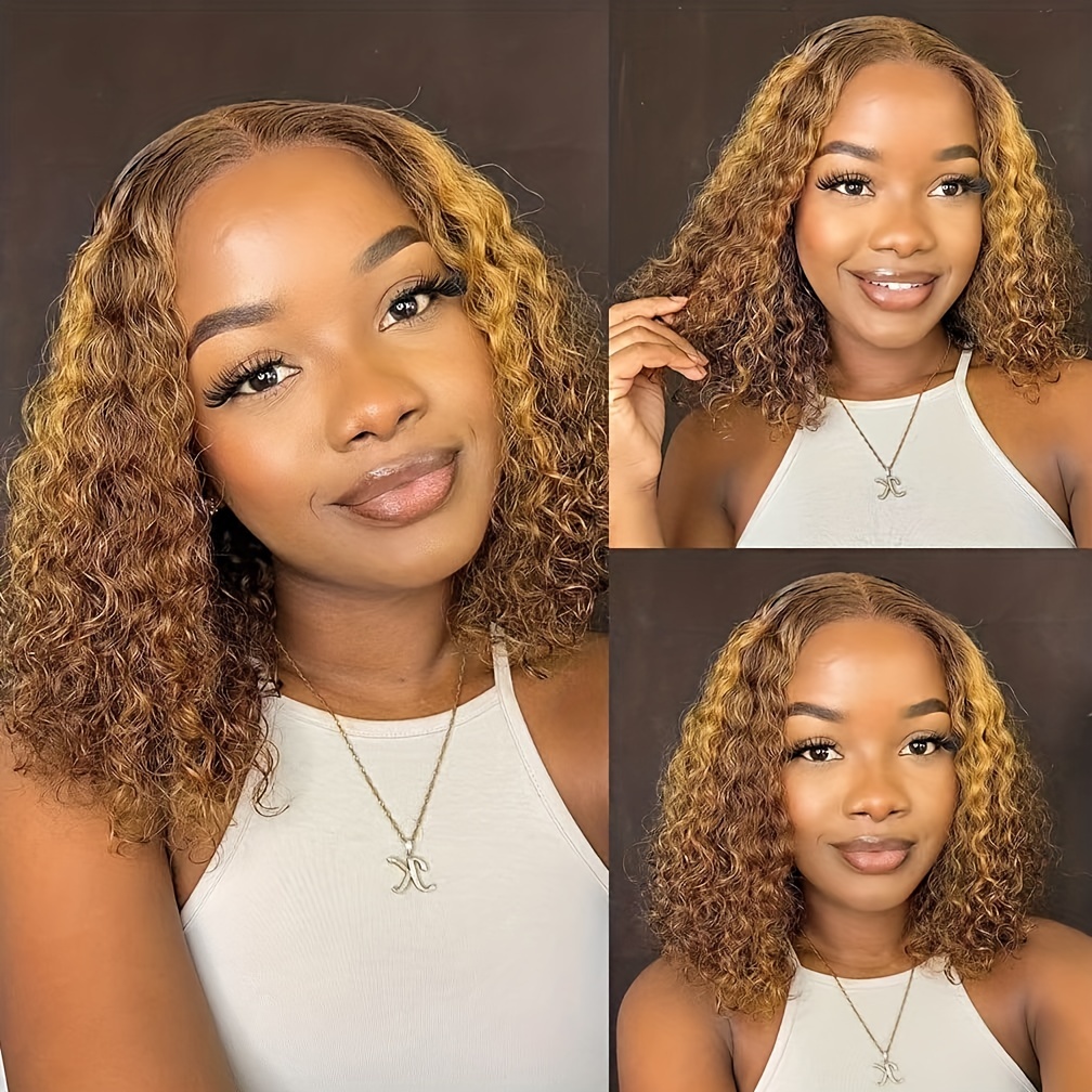 Highlight Style Water Wave Bob 13x4 Lace Front Human Hair Temu