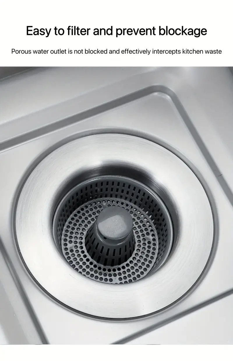 304 stainless steel kitchen sink bounce core odor proof water leakage plug filter screen drainage device vegetable washing basin universal basket accessories details 7