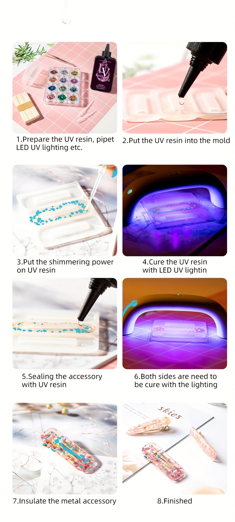 400G UV Resin Hard, Crystal Clear UV Cure Epoxy Resin Kit Premixed Resina  UV Tra