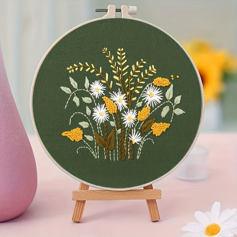 1set Flower Print Hand Embroidery, Simple Flower Print Random Color Hand  Embroidery Kit For Sewing