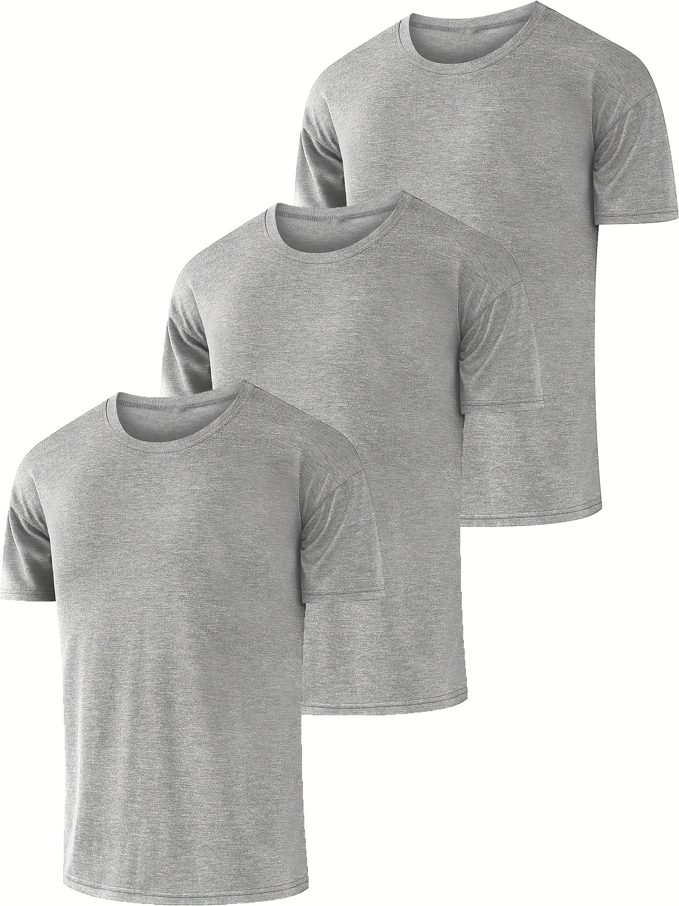 Men's Basic T Shirt Short Sleeve Solid Black Crew Neck Casual