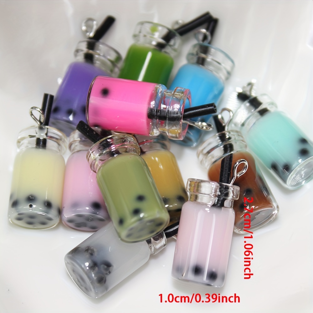 10pcs 8-30 Styles Mix Glass Bottles Milk Tea Cup Ball Earring Charms DIY Findings Keychain Bracelets Pendant for Jewelry Making,Temu