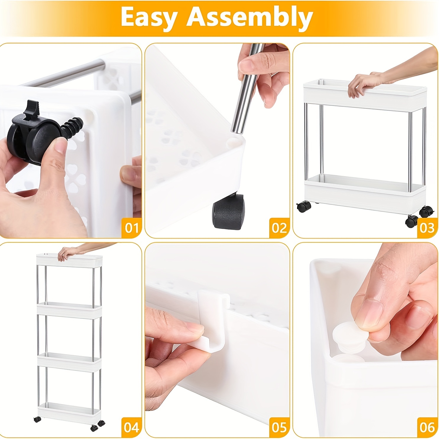 Countertop Seam Storage Shelf Removable Trolley Slot Bathroom Storage Shelf