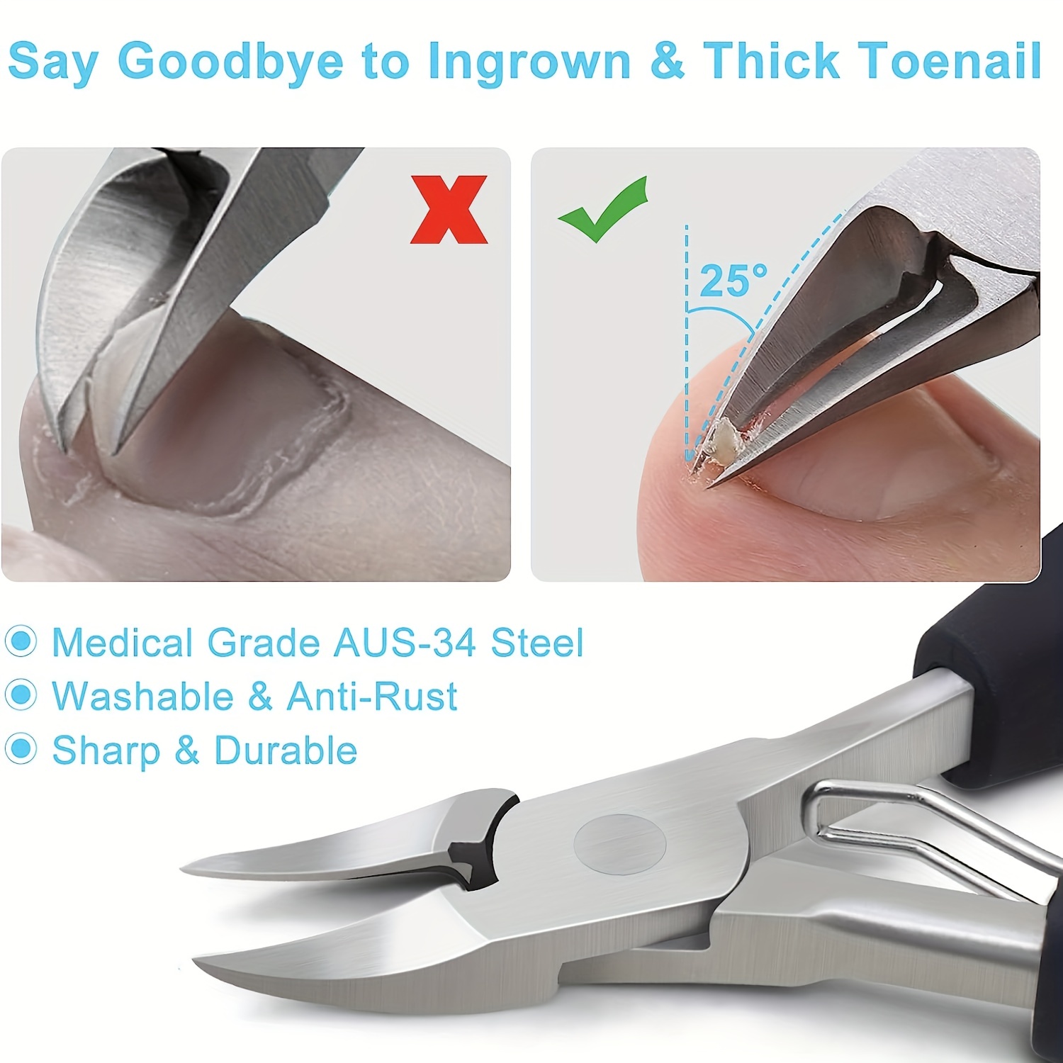 Professional Ingrown or Thick Toe Nail Clippers for Men & Seniors