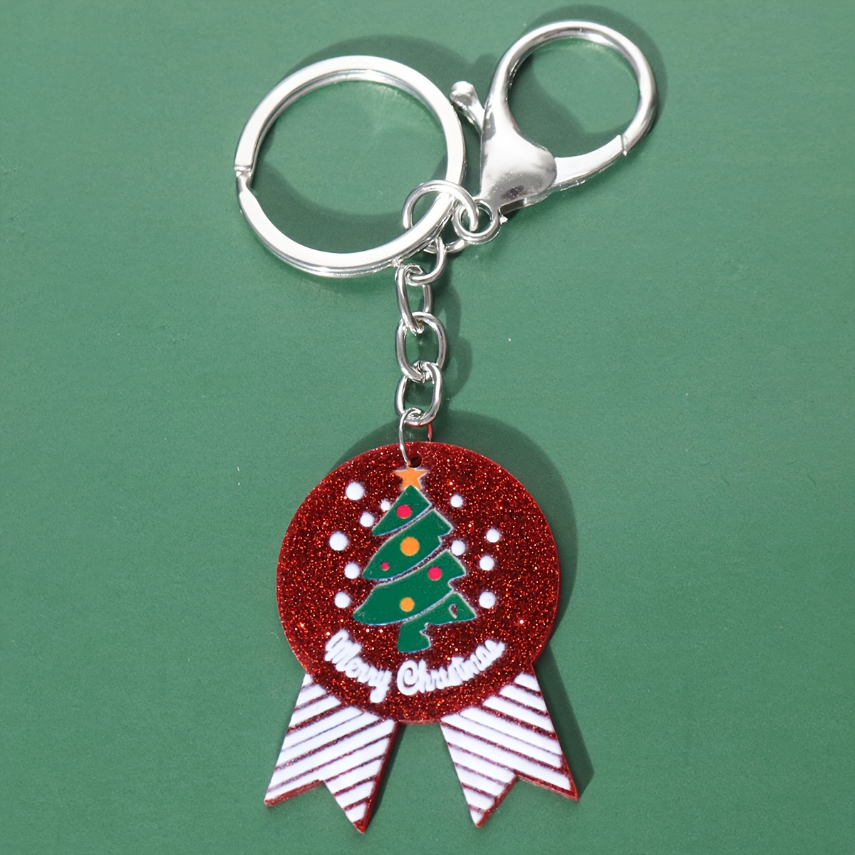 1pc Vintage Silver Alloy Christmas Tree Decoration Pendant With Santa Claus  Keychain And Christmas Decorative Accessories