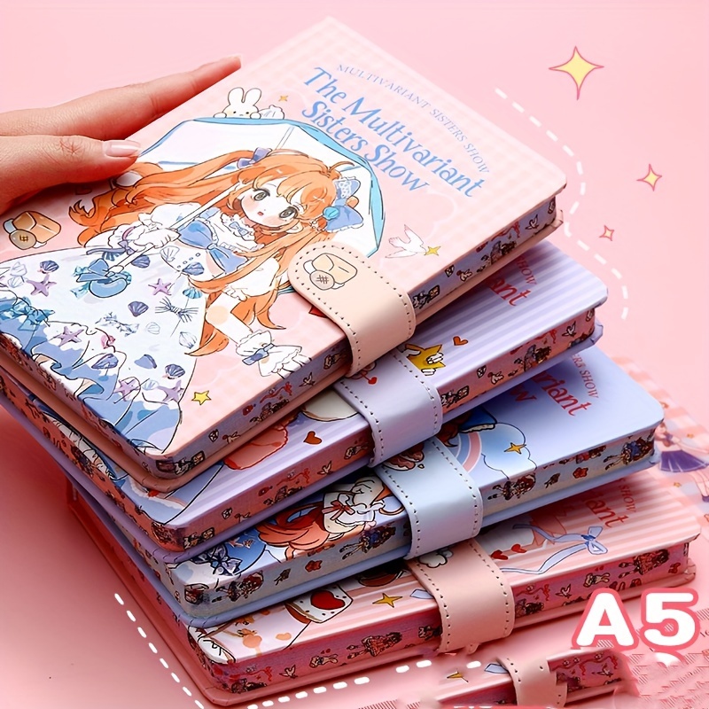 Each Notebooks A5 Size Cute Kawaii Anime Cartoon School And - Temu