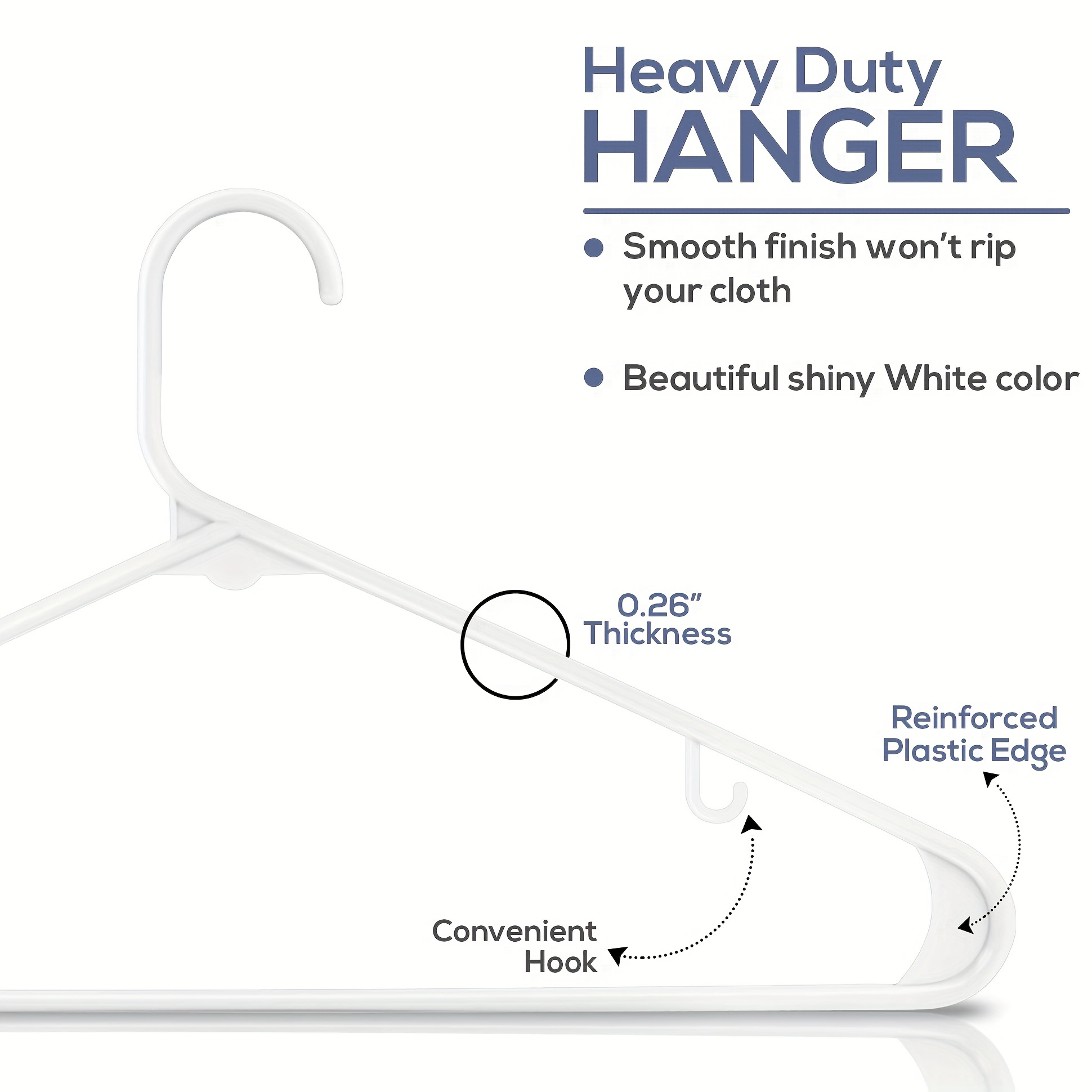 White Plastic Hanger With Hooks Durable And Space Saving - Temu