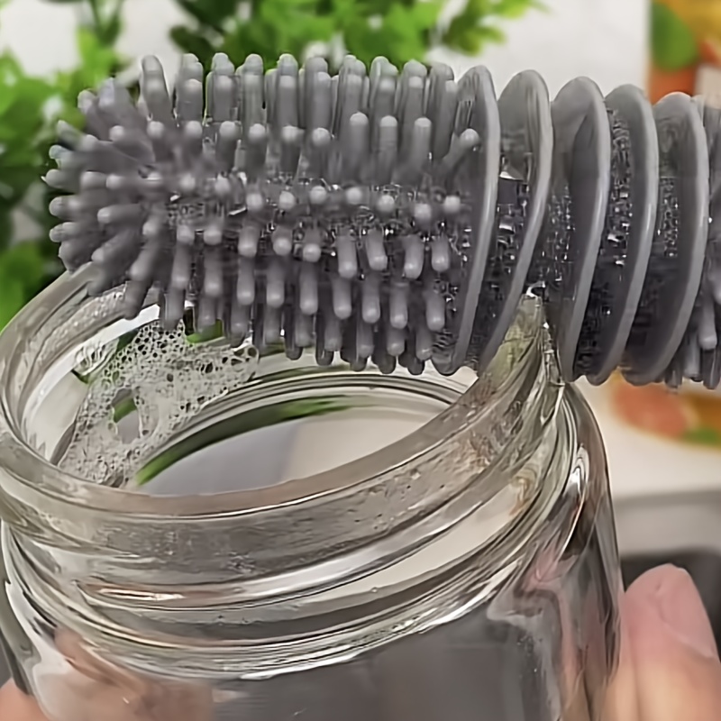 Limpiador de botellas Cepillo de silicona para biberones Limpiador de  biberones de mango largo Cerdas suaves de 360 grados para biberón de vidrio  con