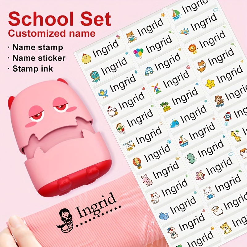 Personalized Kids Label Rubber Stamp, Personalized Stamp for