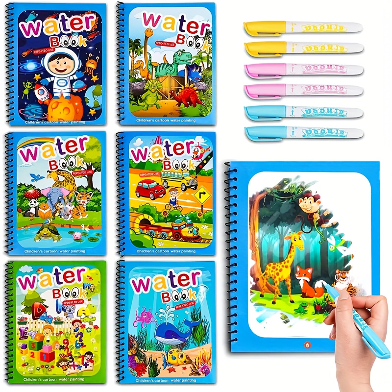 

Reusable Watercolor Magic Book: An Early Education Toy For Boys And Girls To Learn Painting Animals And Cartoons!
