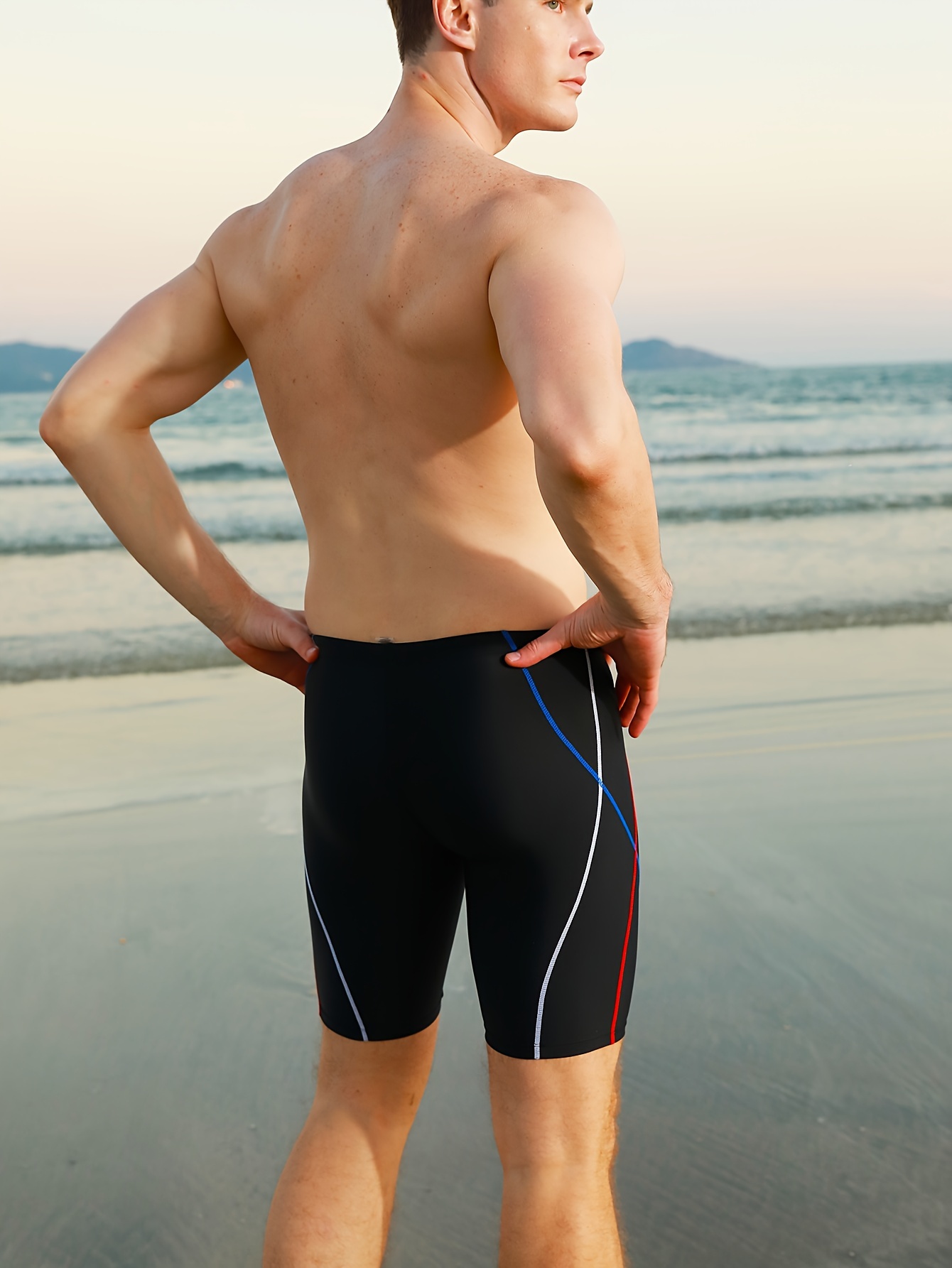 skinny fit swim trunks casual breathable drawstring swimwear Temu