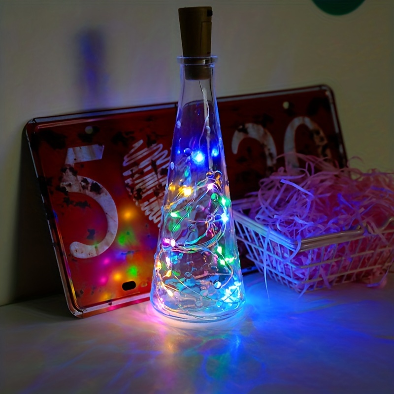 12PCS LED bouteille guirlande lumière, 2m 20 LED bouteille lumière  imperméable à l'eau flexible fil de cuivre partie mariage Jardin Blanc chaud