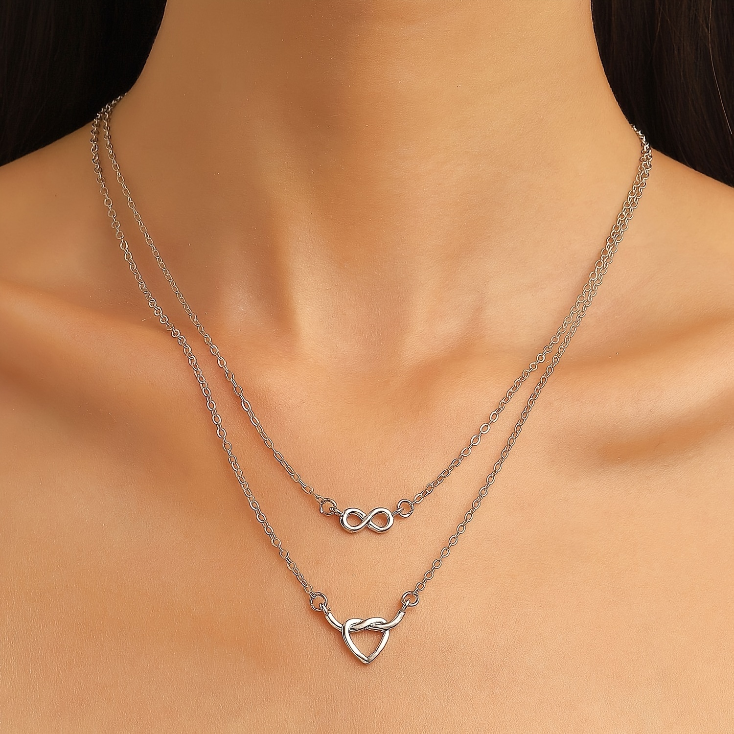 Long Chain Necklace Teardrop & Hollow Heart Shape Pendant Adjustable Dainty  Chain Simple Bridesmaid Jewelry Gift