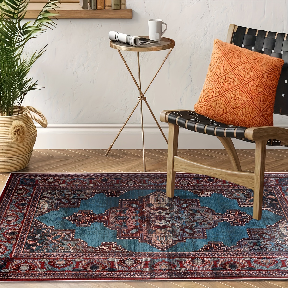 Persian Medallion Area Rugs, Non-slip Distressed Boho Carpet For Living  Room Dining Room Bedroom Bedside, Entrance Doormat, Suitable For High  Traffic Area, Washable Floor Mat For Home Office, Easy To Maintenance Room