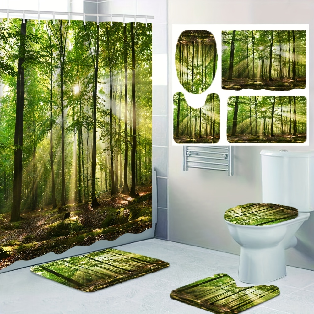 Bathroom Sets Rugs Shower Curtain - Temu