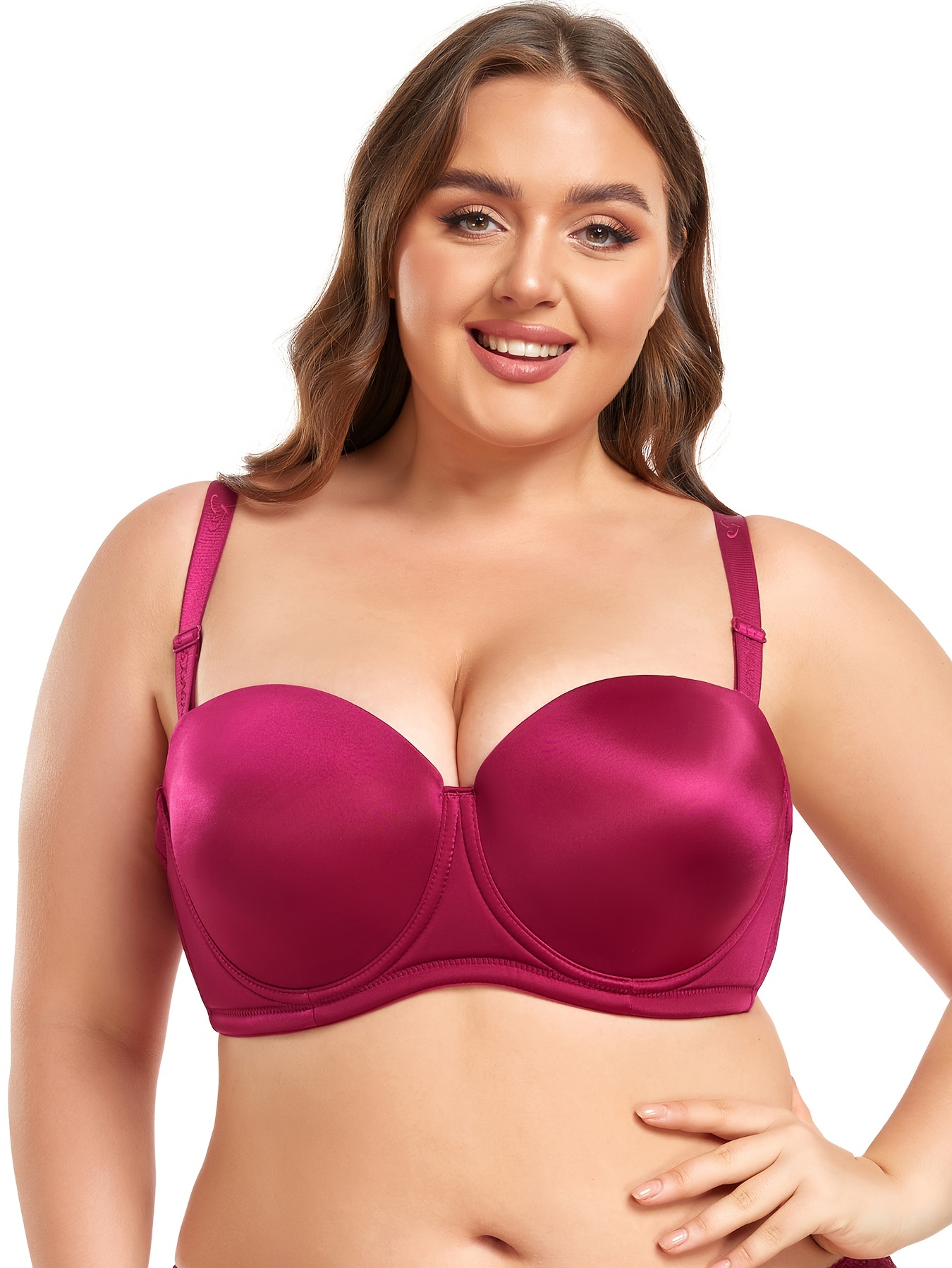 Women's Smooth Full Coverage Lightly Padded Underwire Balconette T-Shirt  Bra Plus Size