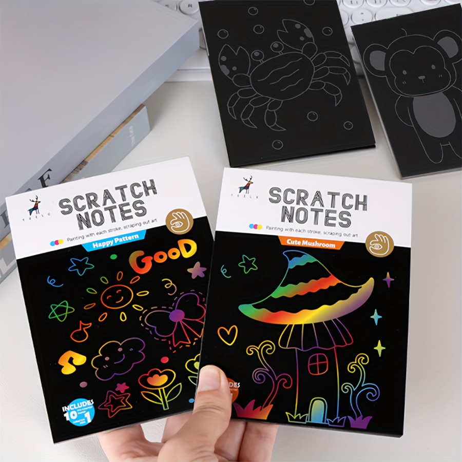 1 Set 10 Sheets Of DIY Colorful Scratch Painting Art Scratch Painting Book  Graffiti Fun Painting Scratch Paper