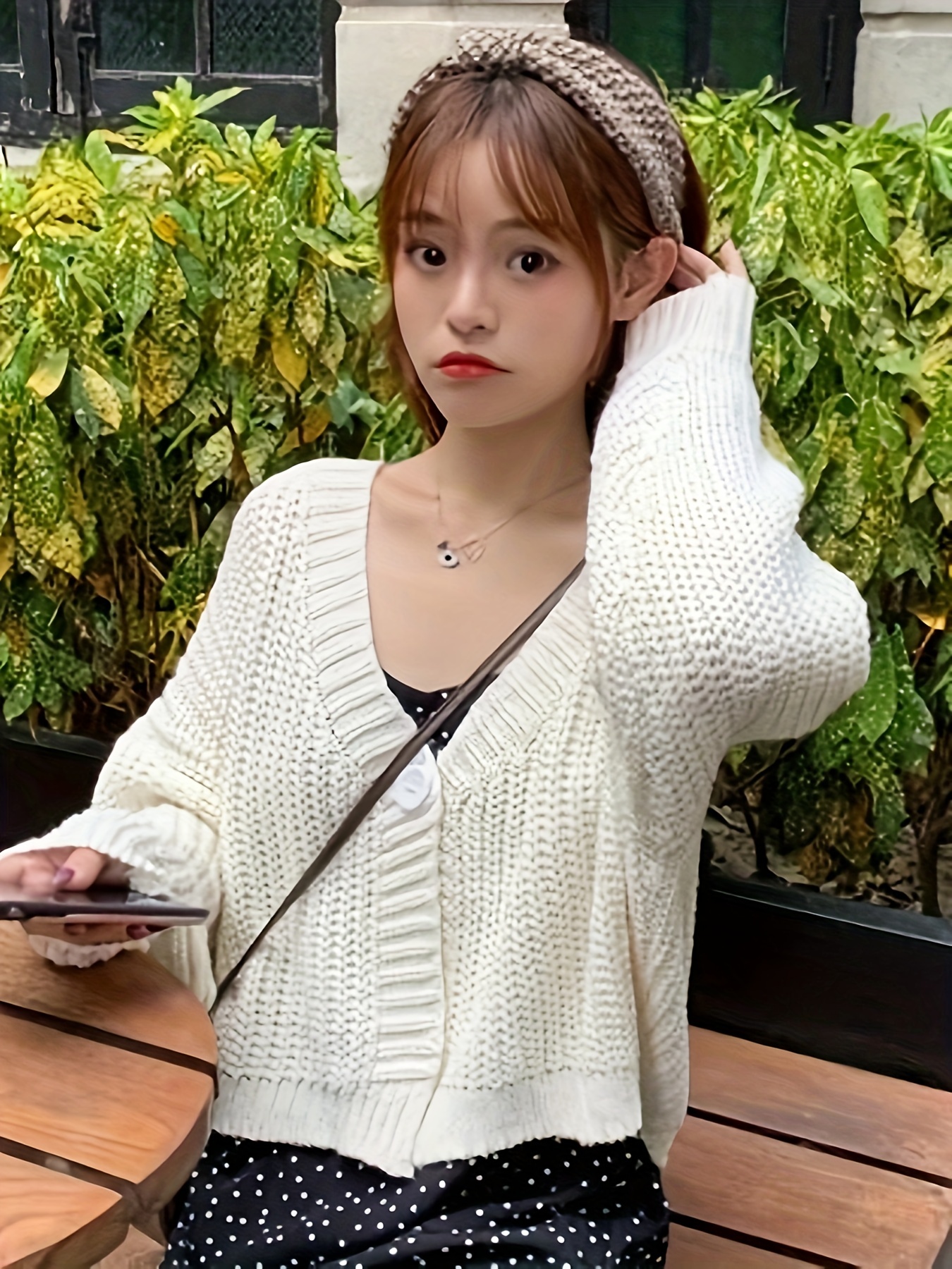 Solid Button Down Knit Cardigan Casual Long Sleeve Baggy Temu