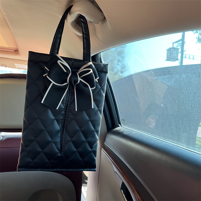 Car Tissue Box, Luxury And Fashion With Bow Design Car Interior Seat Back  Hanging Tissue Box - Temu United Kingdom