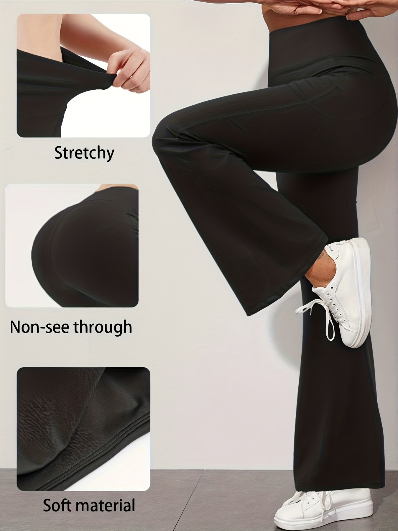 Split Hem Flare Yoga Pants, Butt Lifting Pilates Sports Flare Leggings,  Women's Activewear