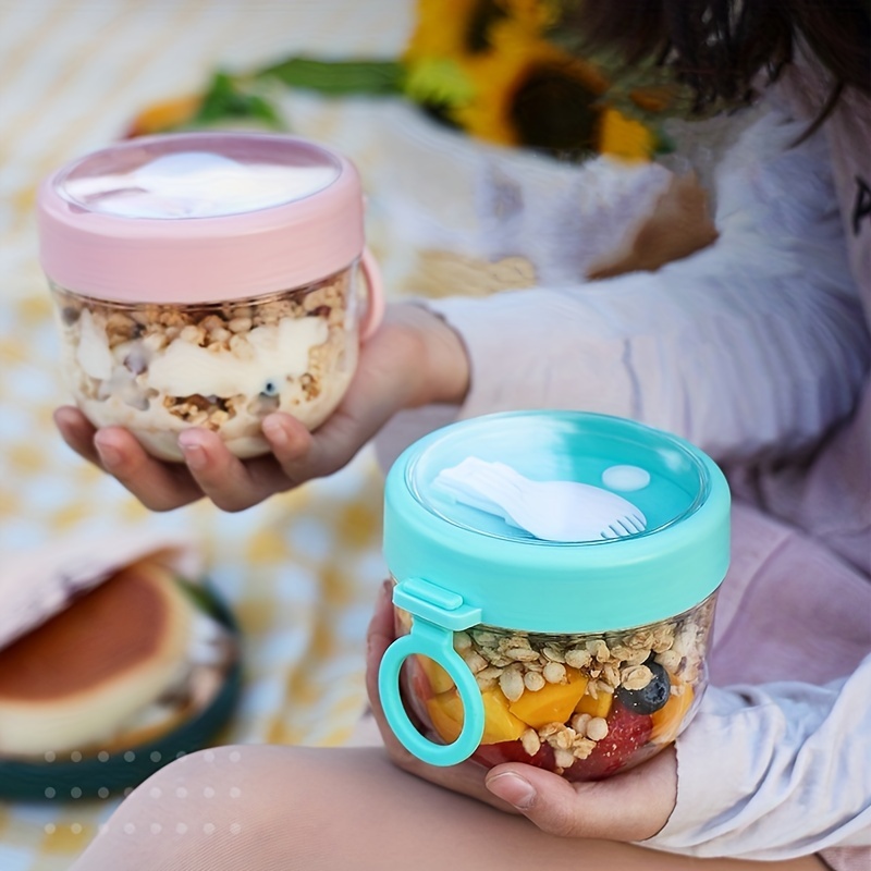 Overnight Oats Jars, Airtight Oatmeal Container with Lid & Spoon