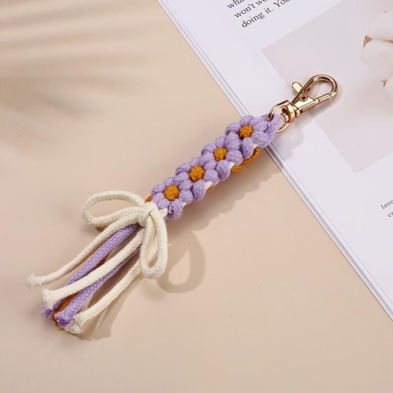 Hand-woven Rope Keychain, Nordic-style Floral Accessory For Bags And Luggage, Creative Gift