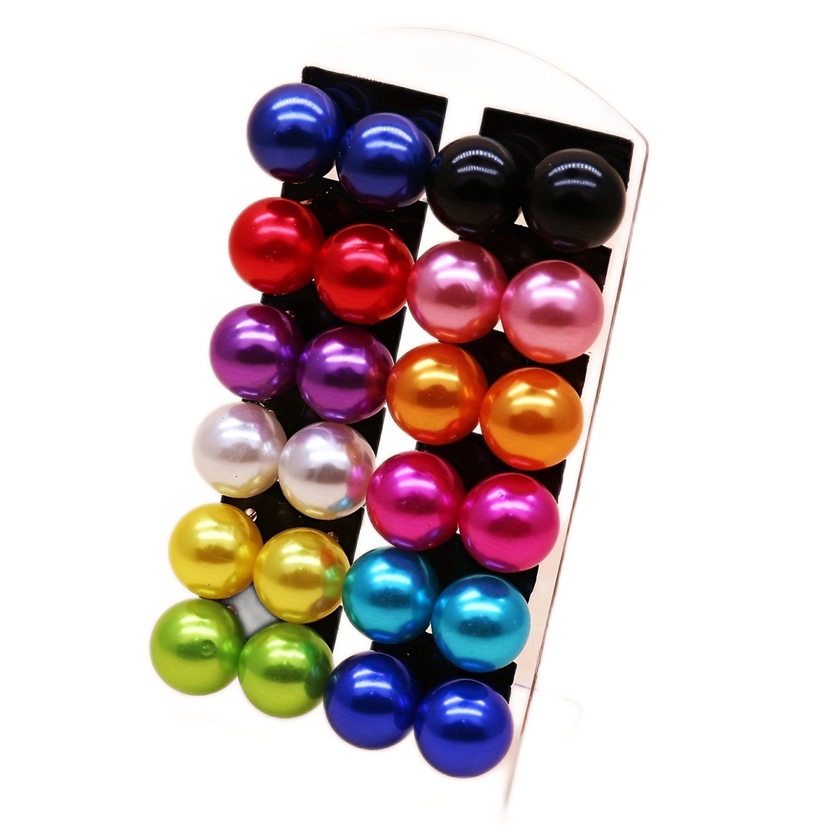 

12 Pairs Colorful Faux Pearl Decor Stud Earrings Elegant Minimalist Style Resin Jewelry Trendy Female Gift Daily Casual