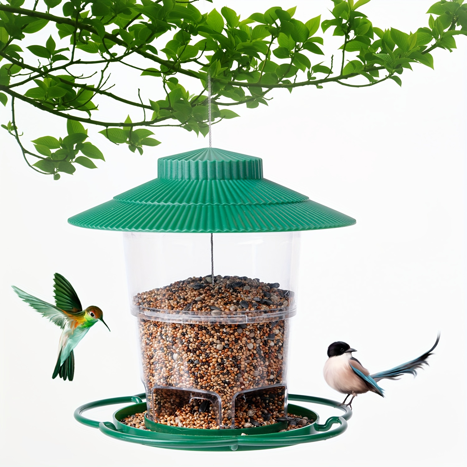 Mangeoire à oiseaux rétractable pour oiseaux sauvages à suspendre à  l'extérieur - Grande capacité de 2,8 kg - Pour cardinal, pinson, mésange,  geai bleu (vert) : : Terrasse et Jardin