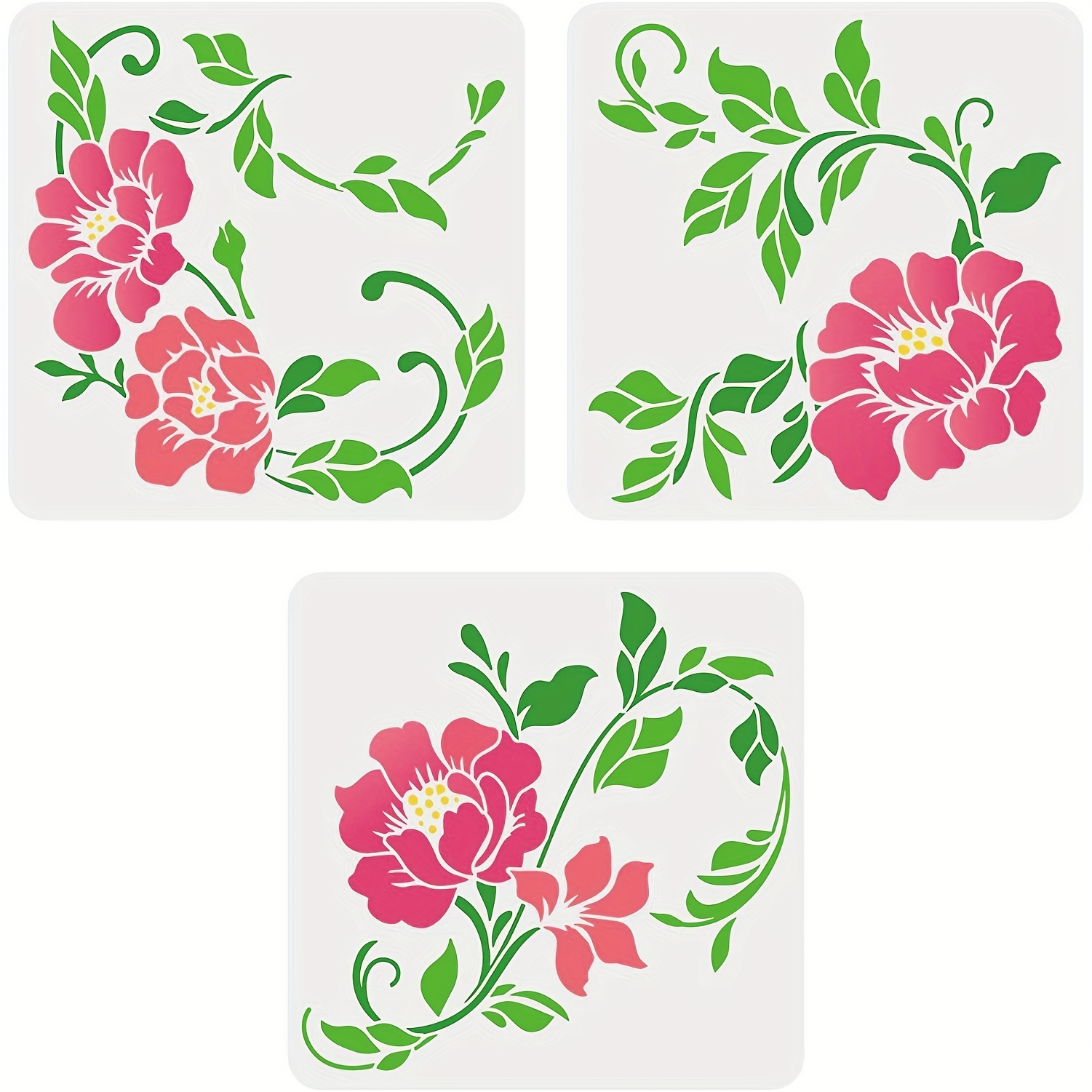 MAGIDOVE 30PCS Flower Stencils for Painting on Wood 3x3 Inch Small