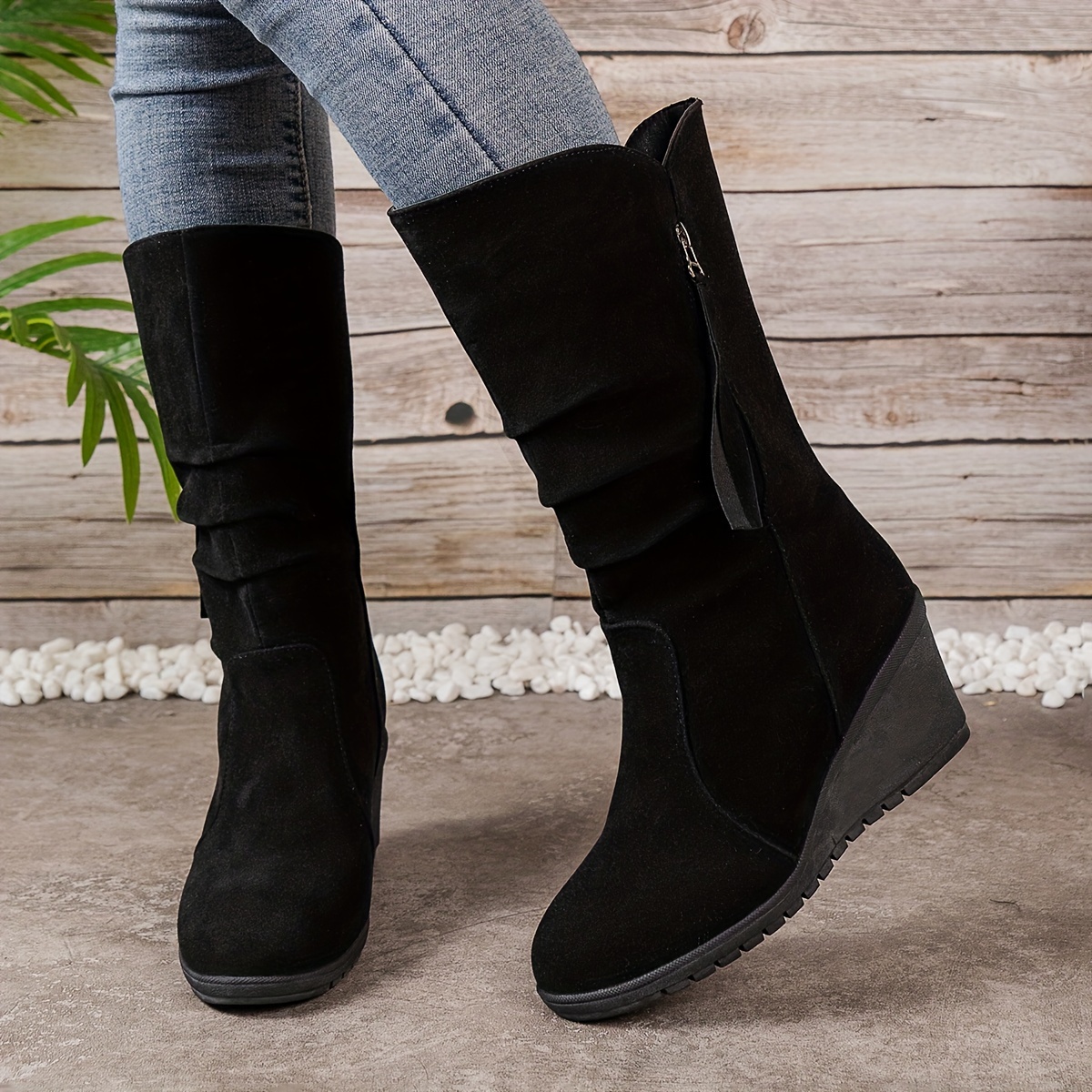 Mid hot sale wedge boots