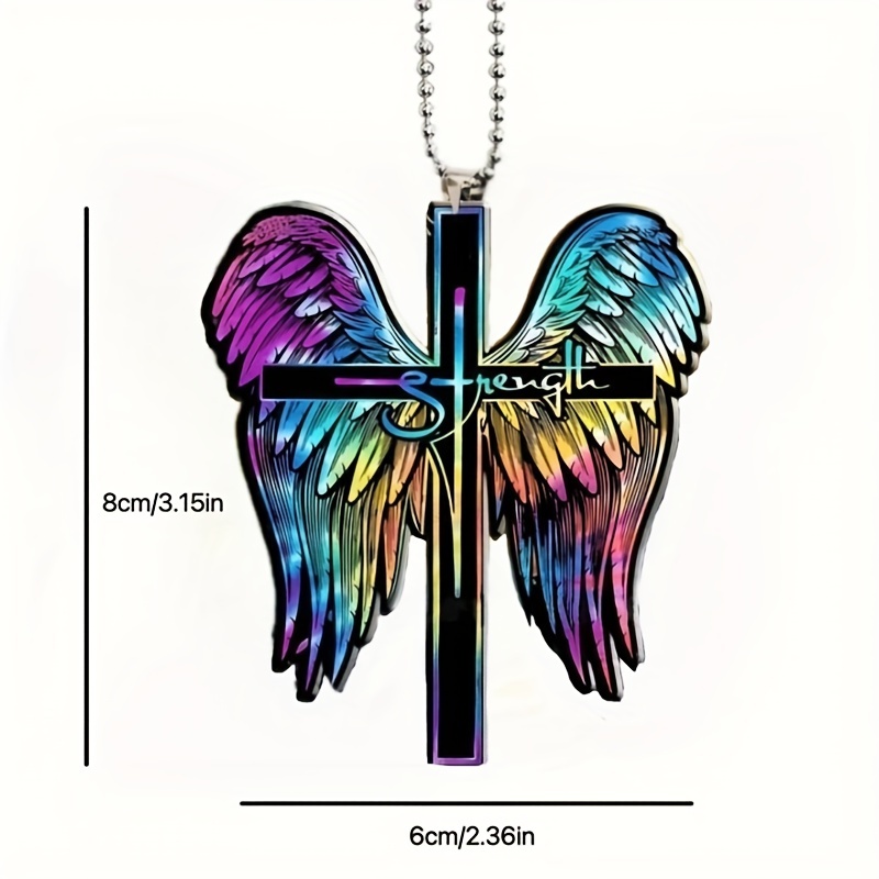 1pc, Pendentif En Acrylique Wing Cross, Pendentif Intérieur De