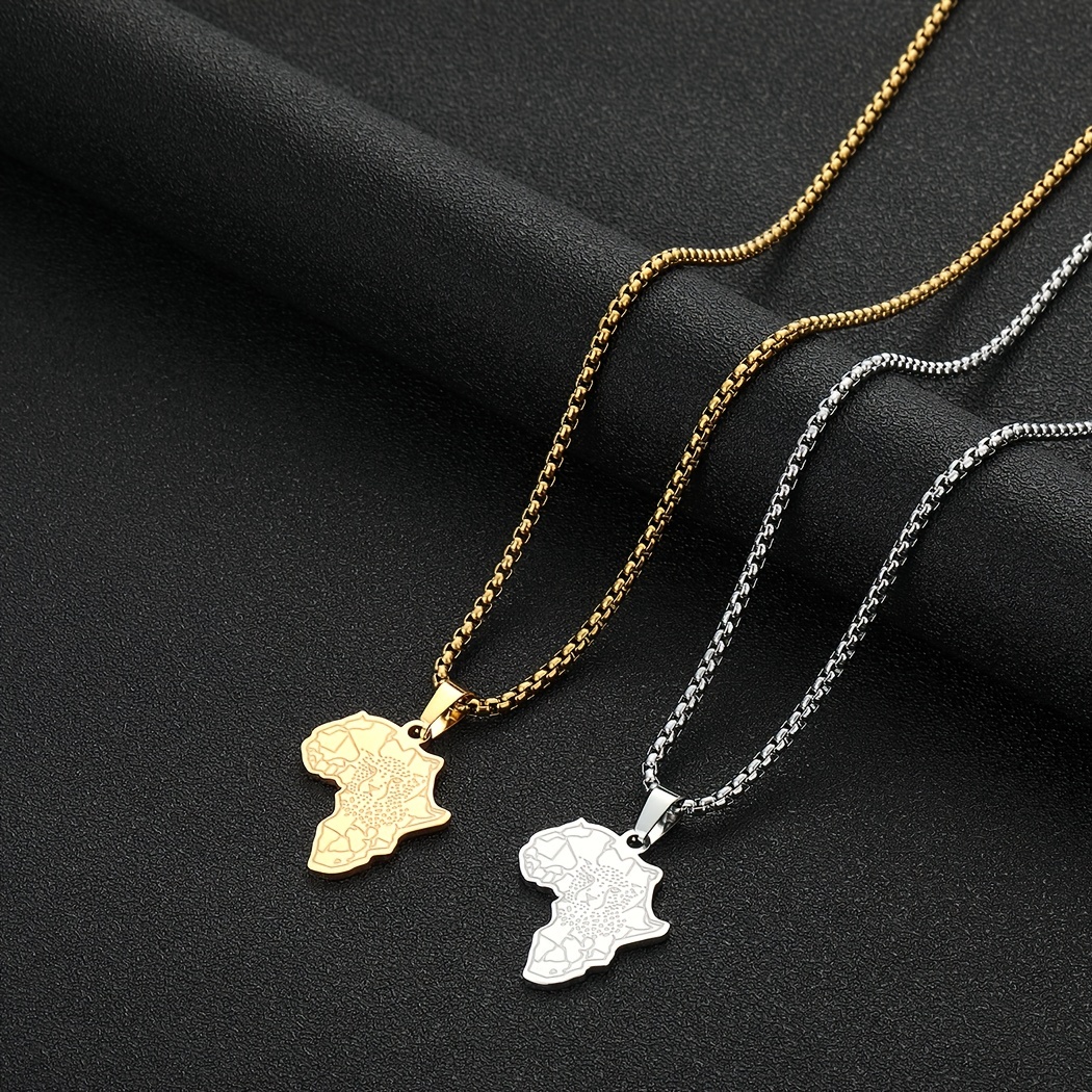 African Map Tiger Men Charm Necklace