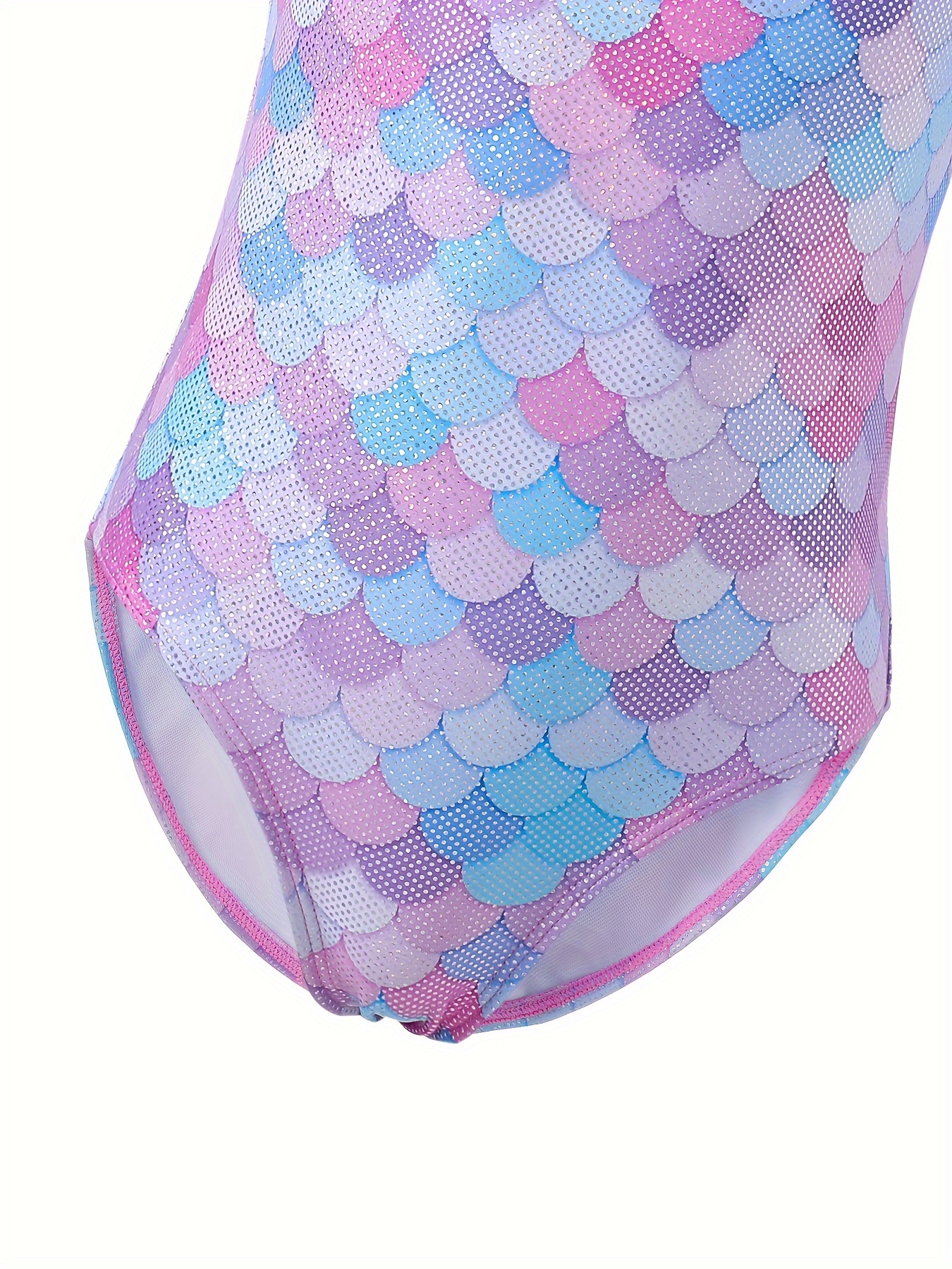 Fish Scale Print Gymnastics Leotard with Flutter Trim