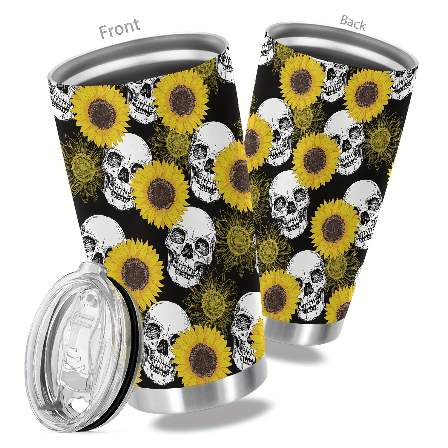 Stainless Steel Tumbler With Skull And American Flag Design - Temu