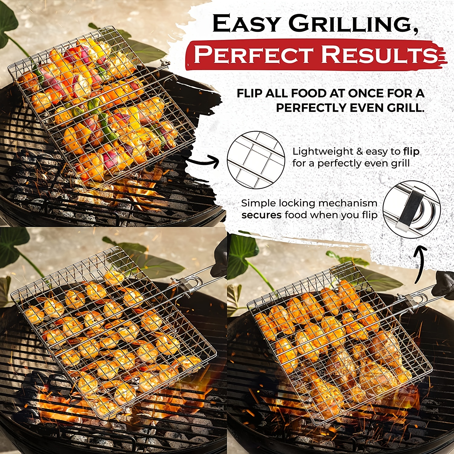 Grill Basket Grill Accessories Bbq Grilling Basket Folding Grilling Baskets  Portable Outdoor Camping Bbq Rack For Fish Shrimp, Vegetables Barbeque  Griller Gift, Gifts For Father, Dad, Husband - Temu