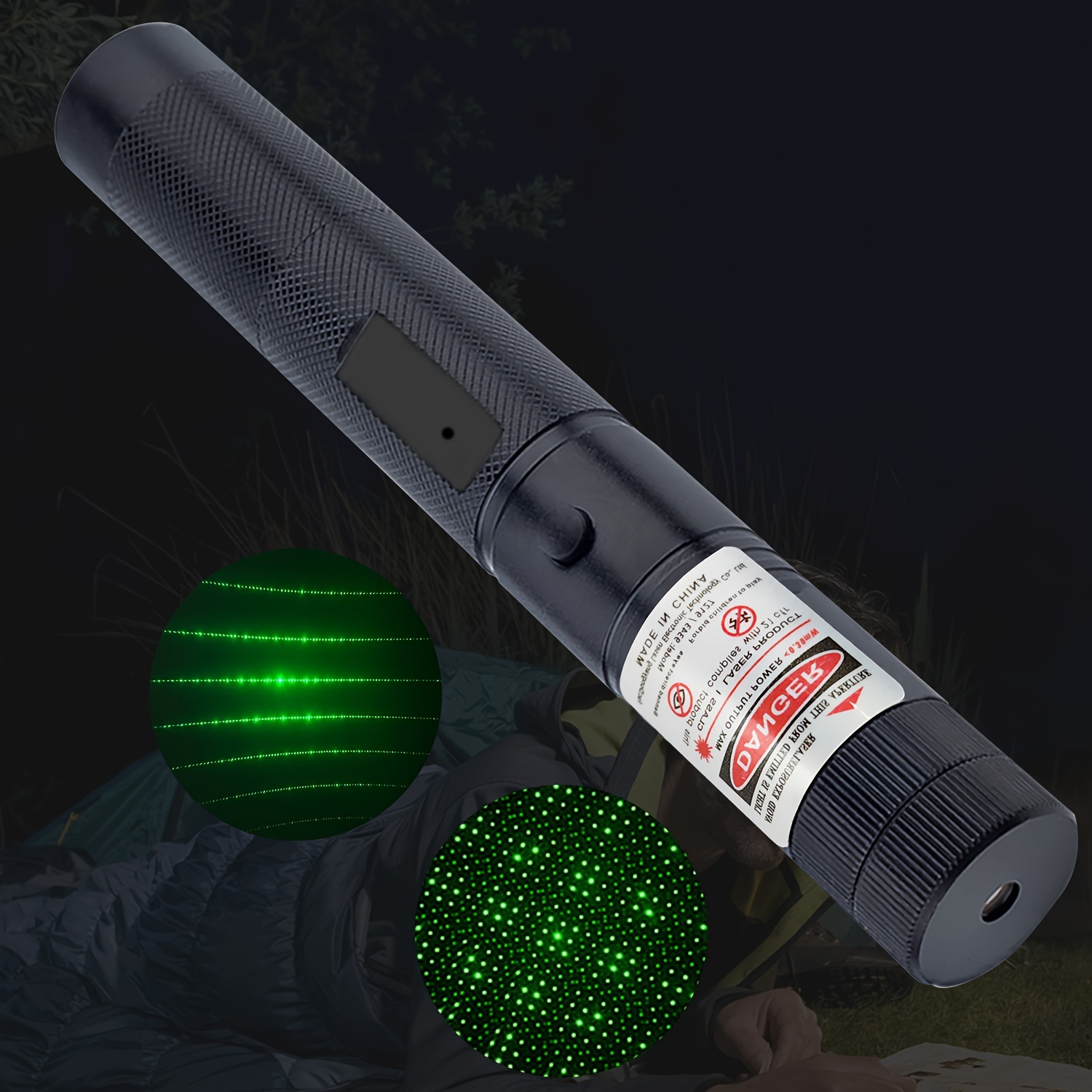  Puntero láser de alta potencia, puntero láser verde táctico de  largo alcance, láser recargable de una sola pulsación, encendido y apagado,  linterna verde de enfoque ajustable para astronomía nocturna, al aire