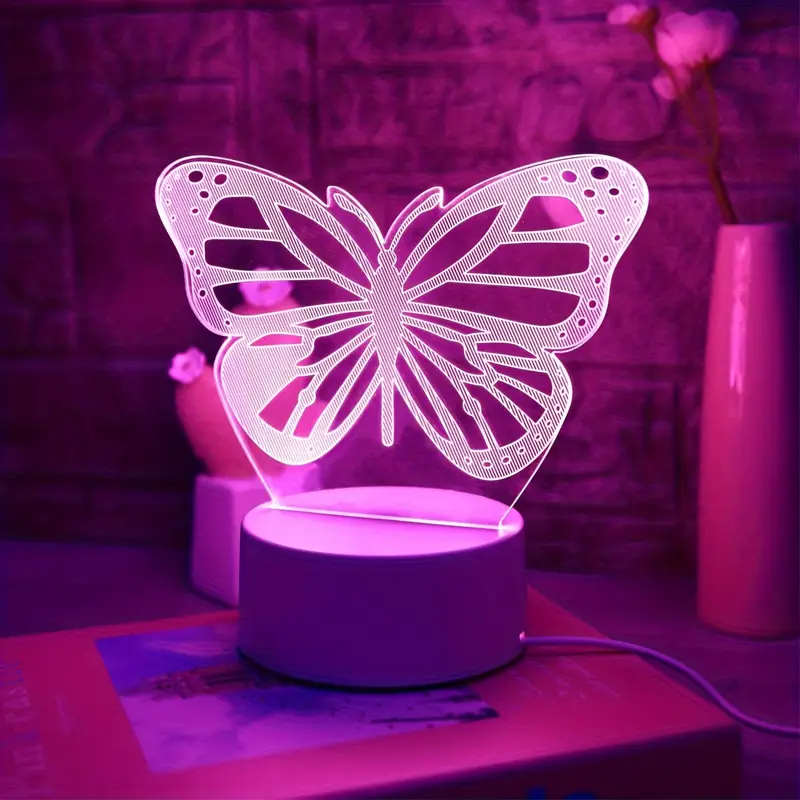 Veilleuse 3D Papillon Rose 1 Pièce Décoration De Chambre À - Temu France