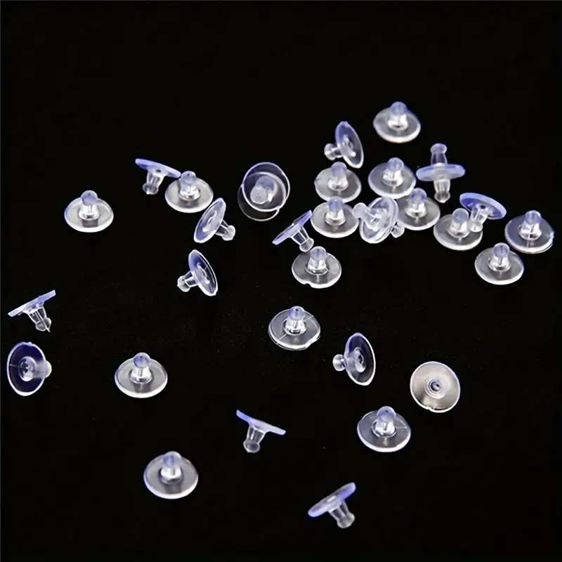 Silicone Earring Backs,Clear Rubber Earring Backs,Earring Safety Back  Stopper Clutch Ear Locking with Pad (Pack of 100)