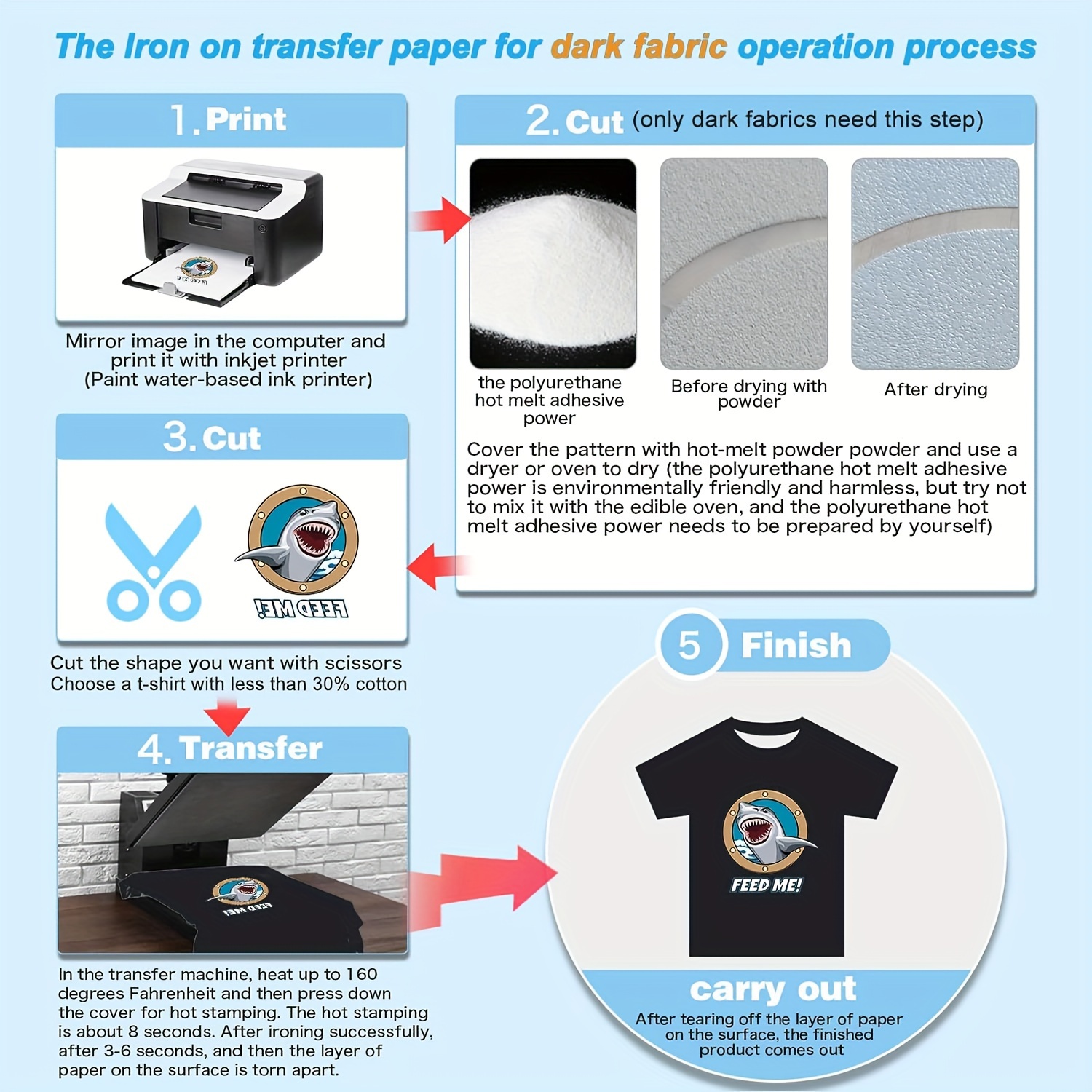 Iron On Mixed Light And Dark Transfer Paper Inkjet Printable Iron On Heat  Transfer Paper Diy Heat Transfer Paper For Dark And Light Fabric T Shirts  Diy Projects - Temu United Arab