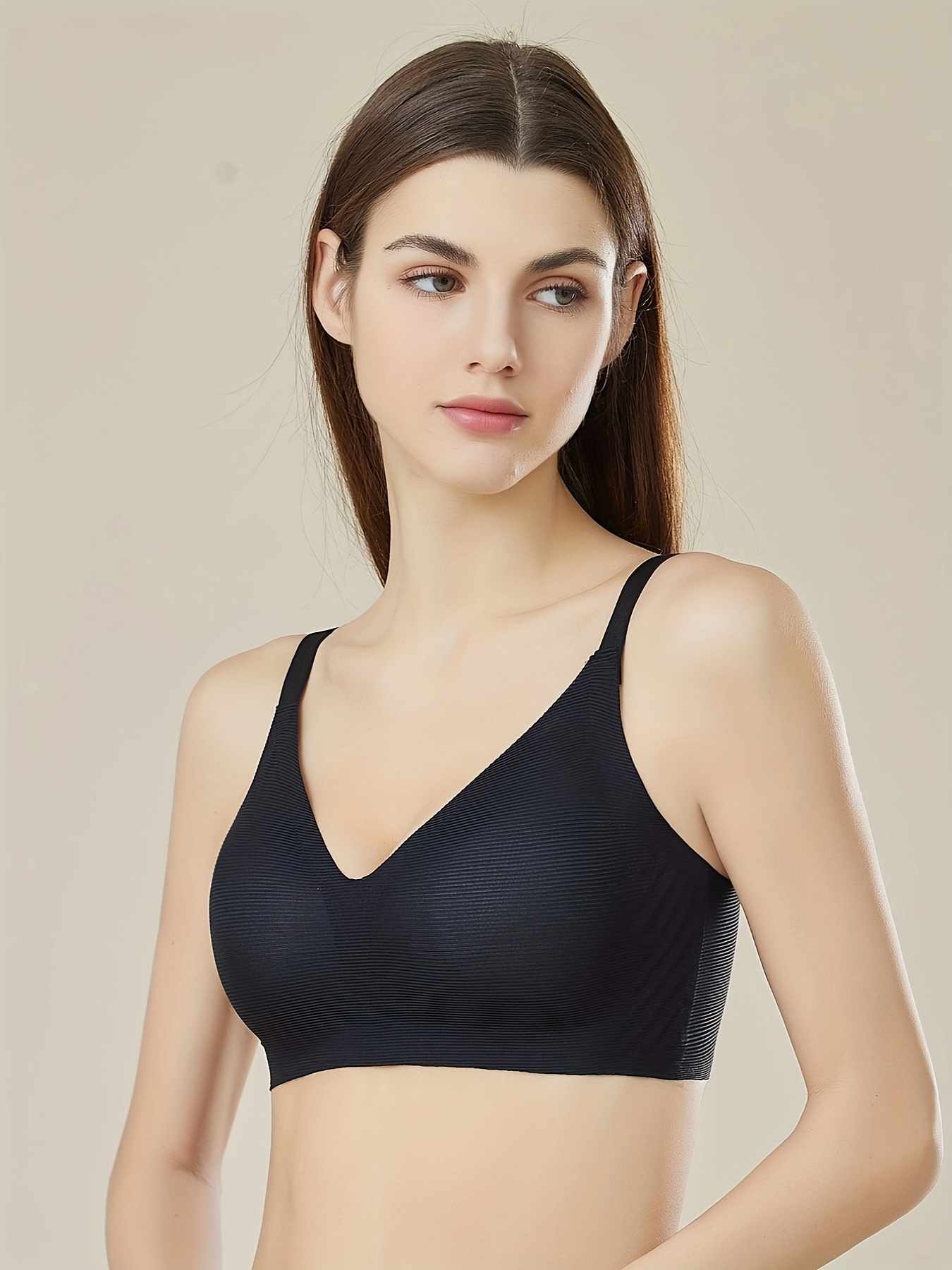 Womens Seamless Cami Bras Stripe Print Comfort Full Coverage T Shirt Bra  Ladies Wire Free Minimizer Bra Everyday Bras