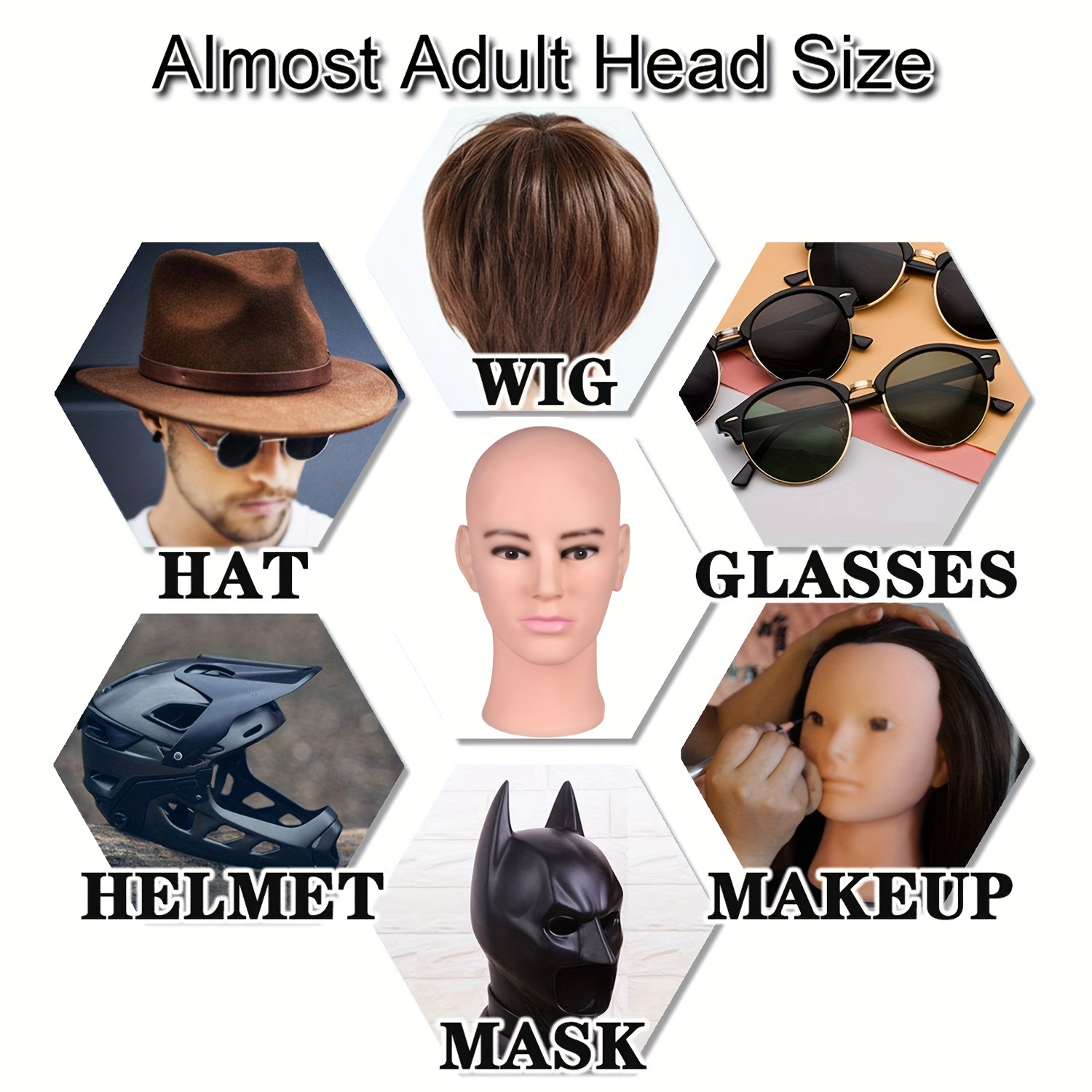 Bald Mannequin Head Hats Glasses Displaying Wigs Making Practicing Manikin  Pvc Head Model