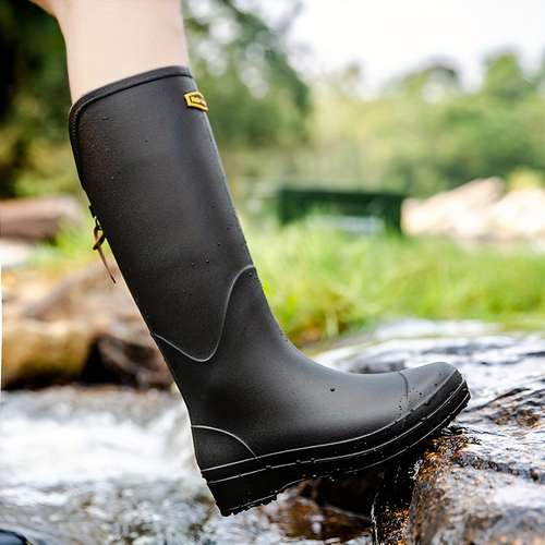 Men's Waterproof Rubber Rain Boots — Mid Calf Garden Work Boots, Non-Slip For Fishing, Farming