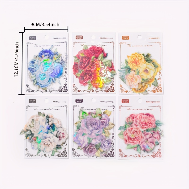  Dwpetzo 80 Pieces Waterproof Large Size Flower Stickers with  Tweezer Set for Adults,Transparent Big Floral Sticker for Junk Journaling  Supplies Clearance,Bullet Journals,Planners,Collage