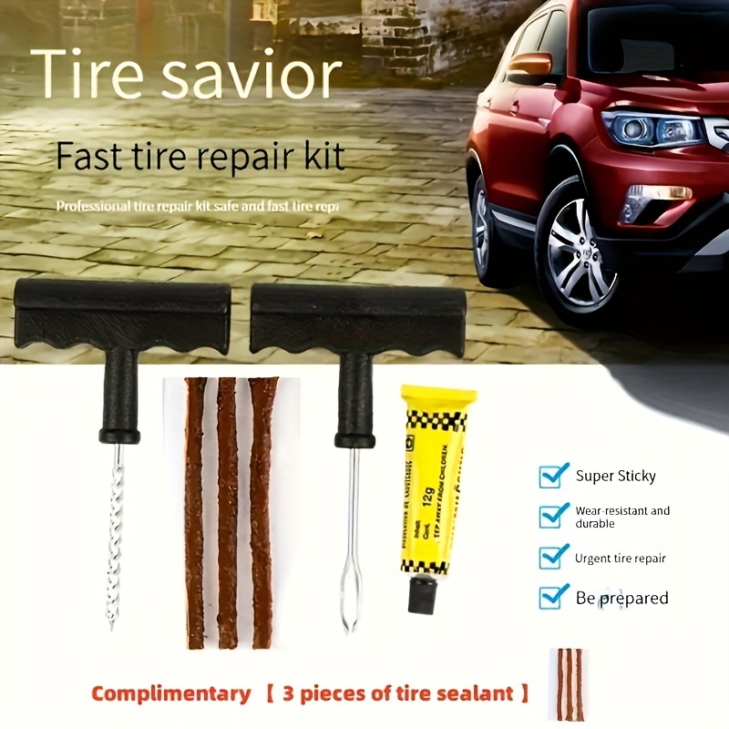 Taie Kit de réparation de pneus de voiture Outils de perforation De pneu  Crevaison Urgence pour bandes de pneus Remuage Colle Réparation Kit  d'outils Accessoires de voiture