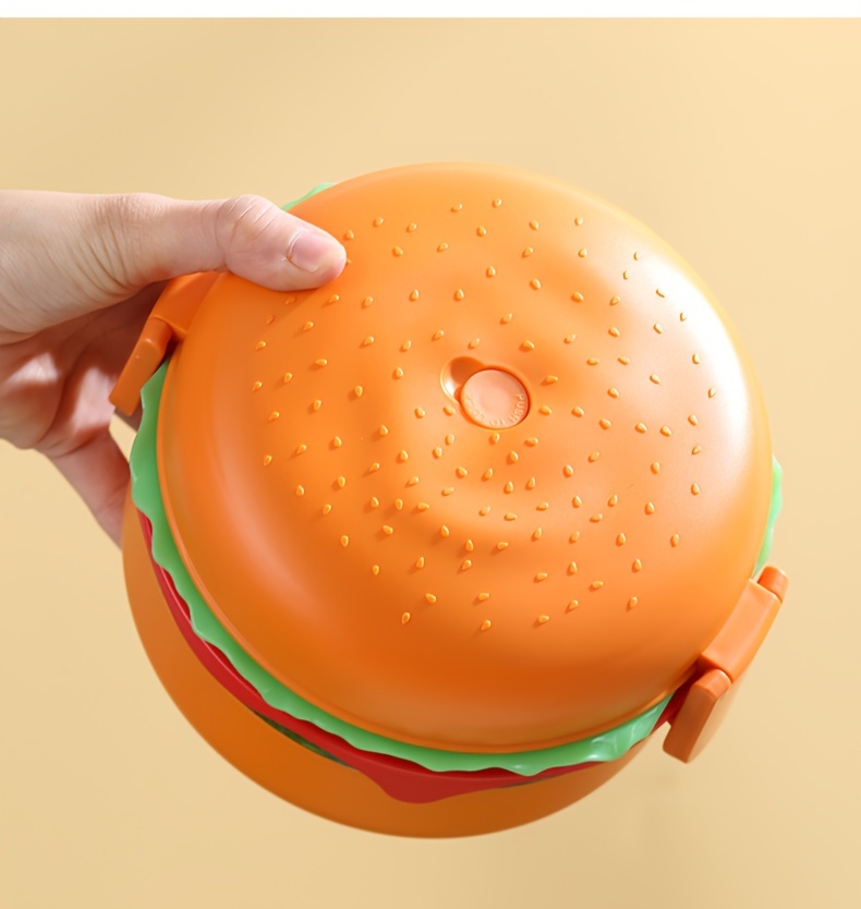 Cute Hamburger Shaped Plastic Lunch Box Portable Food - Temu