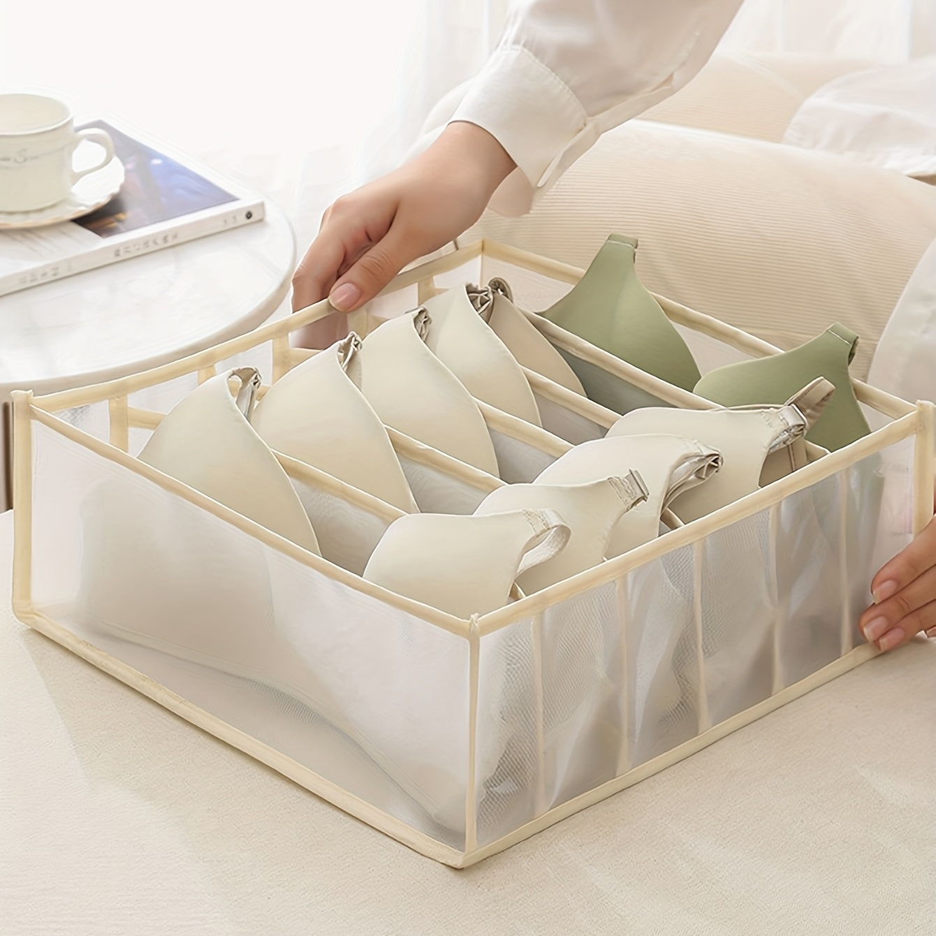  Foldable Underwear Storage Box, 3Pcs Set Organizer Drawer  Divider Compartment, Nylon Divider Bra Socks Panty Storage Bag (Gray) :  Home & Kitchen